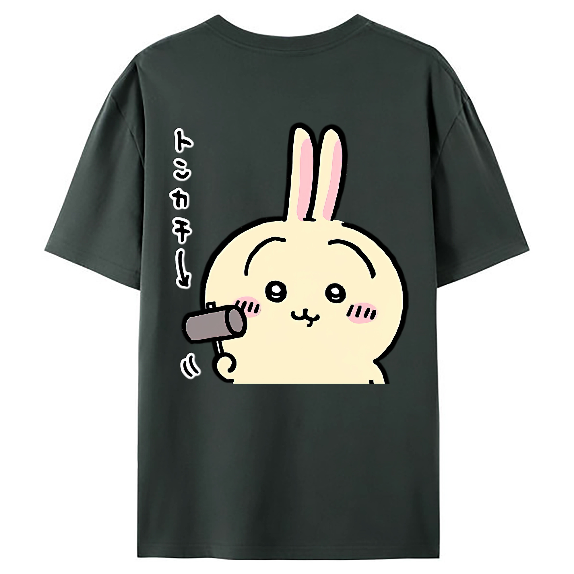 （画像用） ちいかわ うさぎ Chii-kawa usagi 綿100％ メンズ半袖Tシャツ（バックプリント） 通気性
